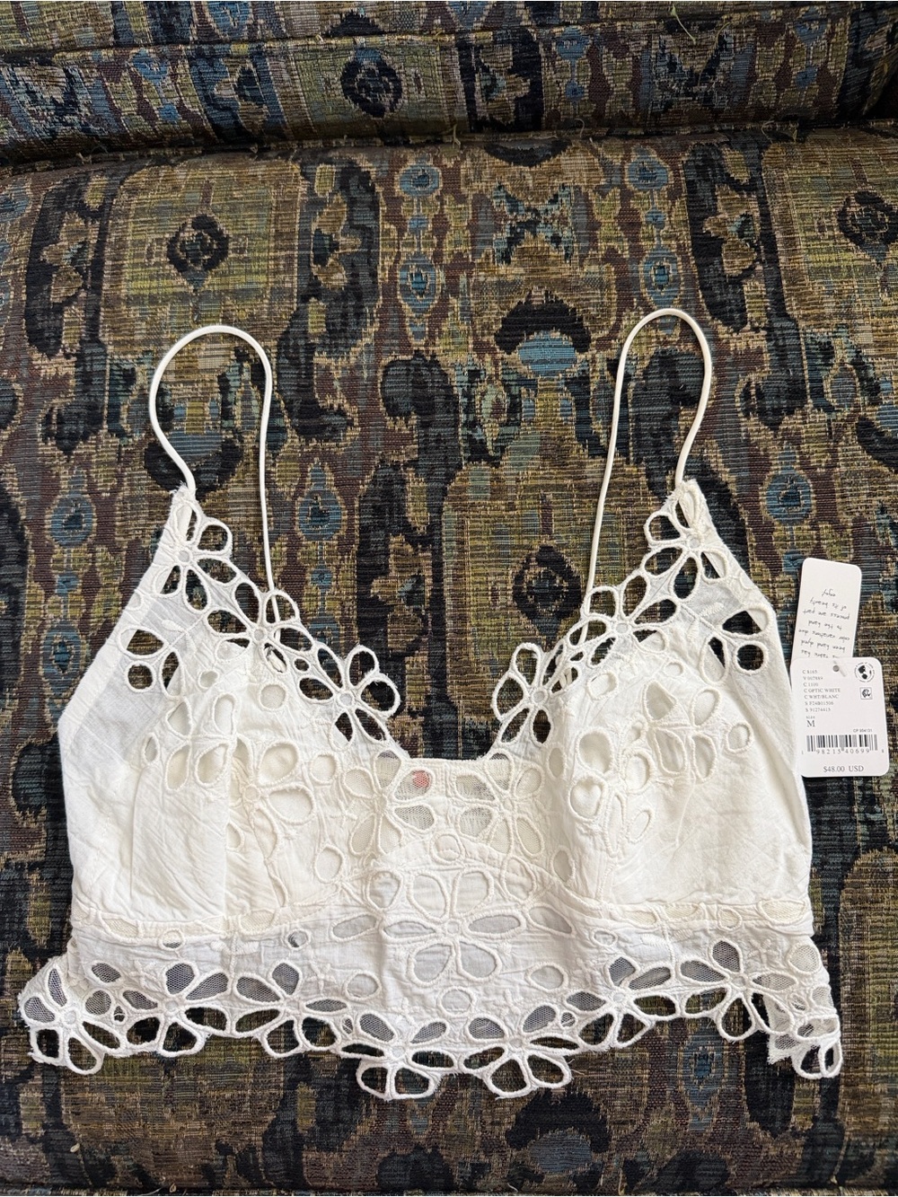 Free People Asteria Bralette Medium Optic White Floral Lace NWT